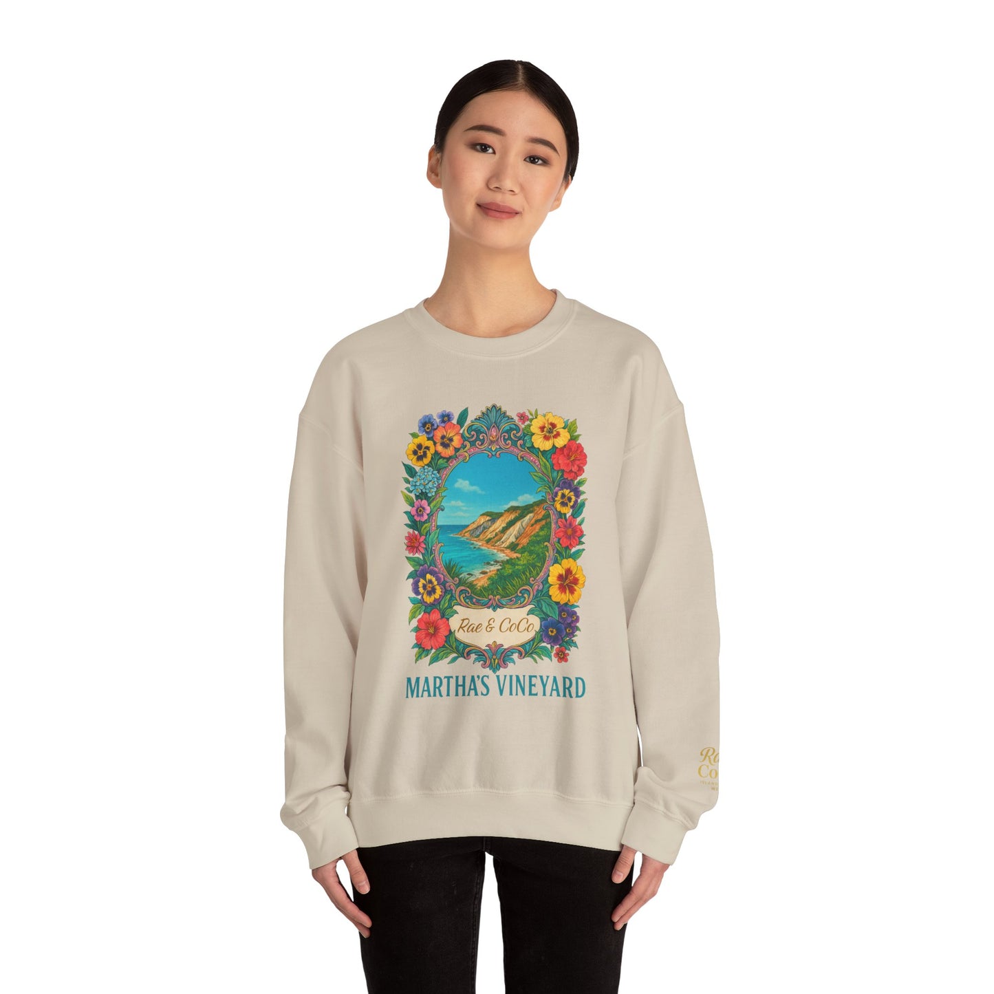 Aquinnah Cliffs Floral Crewneck – Martha’s Vineyard Classic | Unisex Heavy Blend Sweatshirt