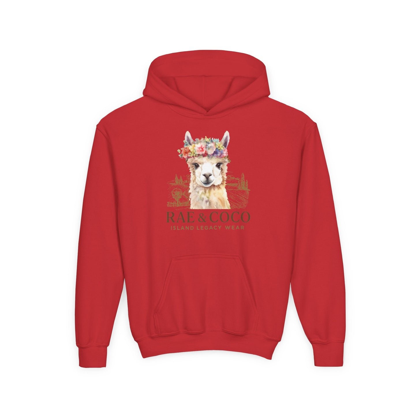 Floral Alpaca Youth Hoodie - Cozy Gift for Animal Lovers, Perfect for Birthdays, Holidays, Casual Wear, Family Outings