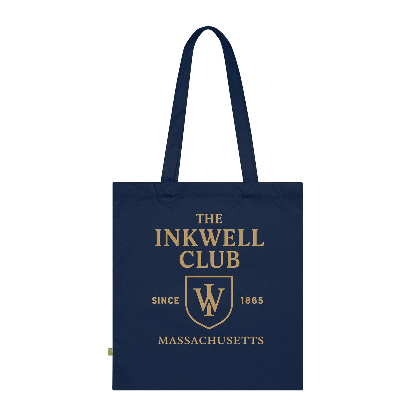 Organic Tote Bag - Inkwell Club Crest Design, Eco-Friendly Long Handle Drop