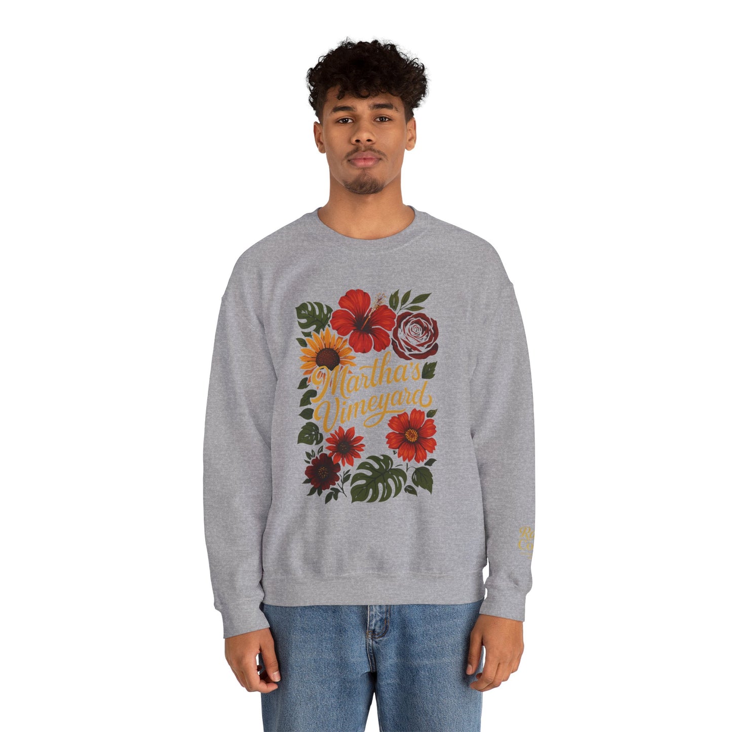 Ocean Park Floral Crewneck Sweatshirt – Martha’s Vineyard Classic | Unisex Heavy Blend
