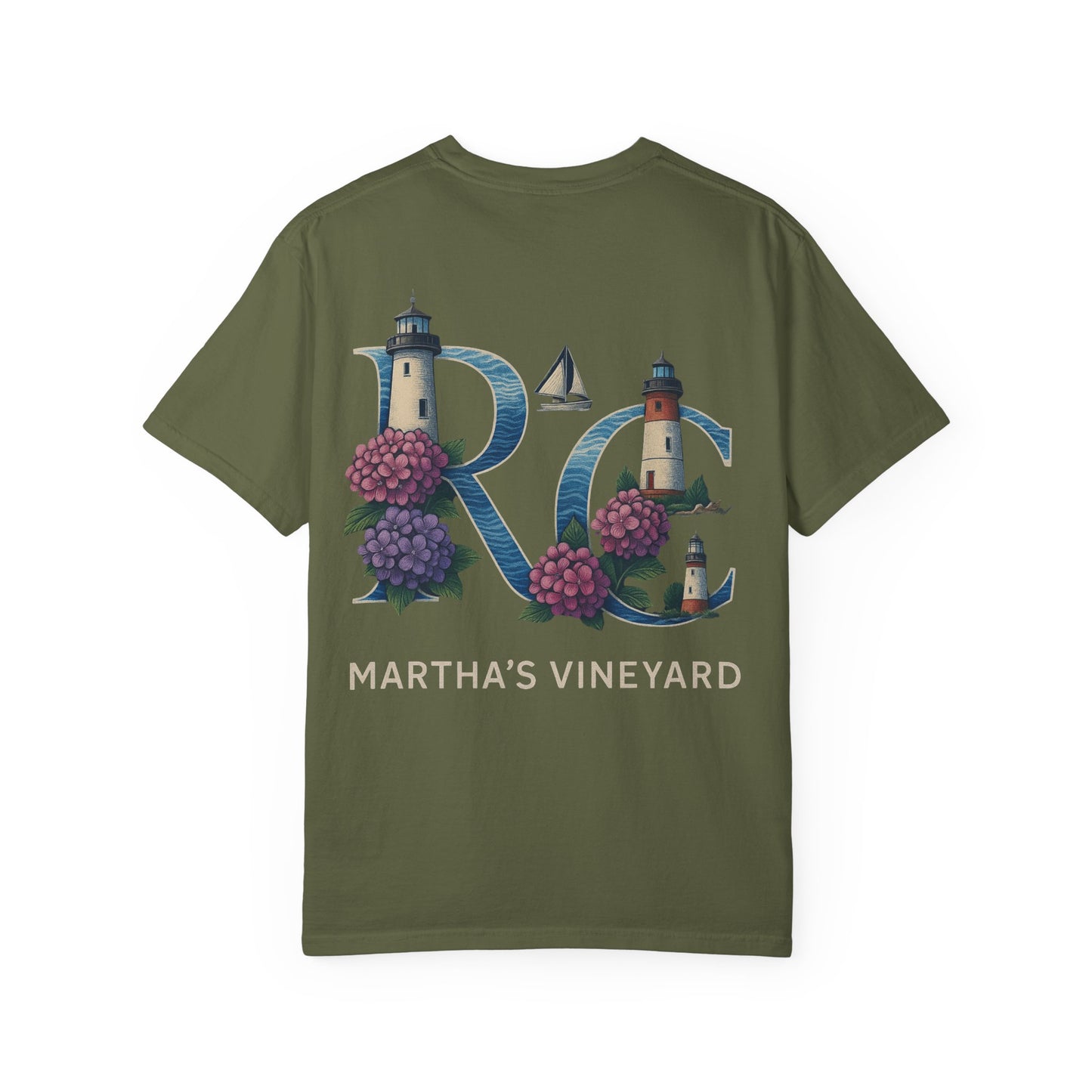 RC Martha’s Vineyard Tee – Nautical Lighthouse & Hydrangea Island Design