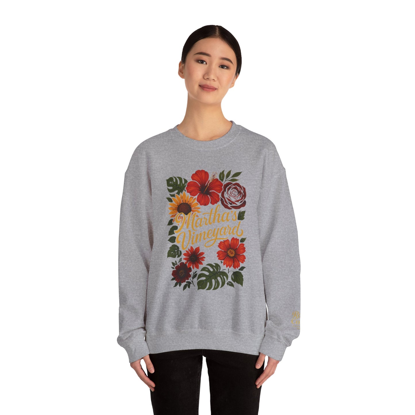Ocean Park Floral Crewneck Sweatshirt – Martha’s Vineyard Classic | Unisex Heavy Blend