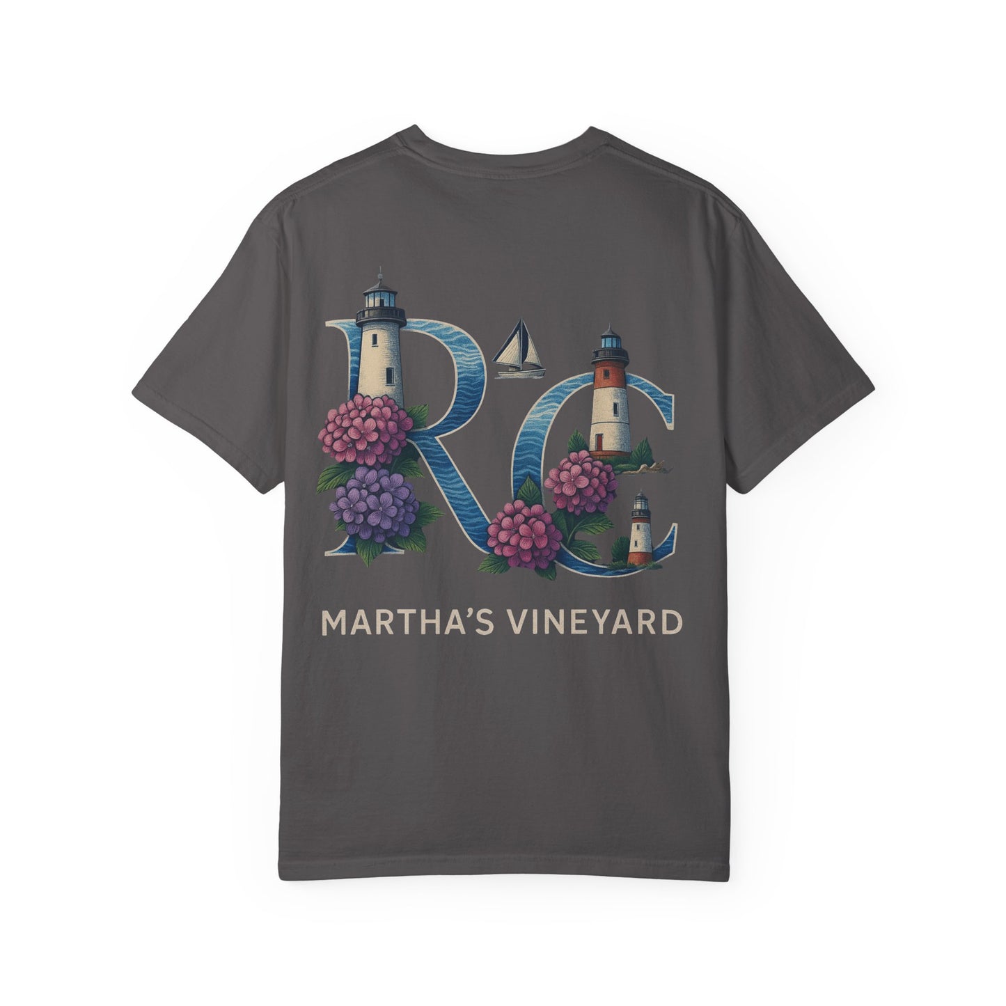RC Martha’s Vineyard Tee – Nautical Lighthouse & Hydrangea Island Design