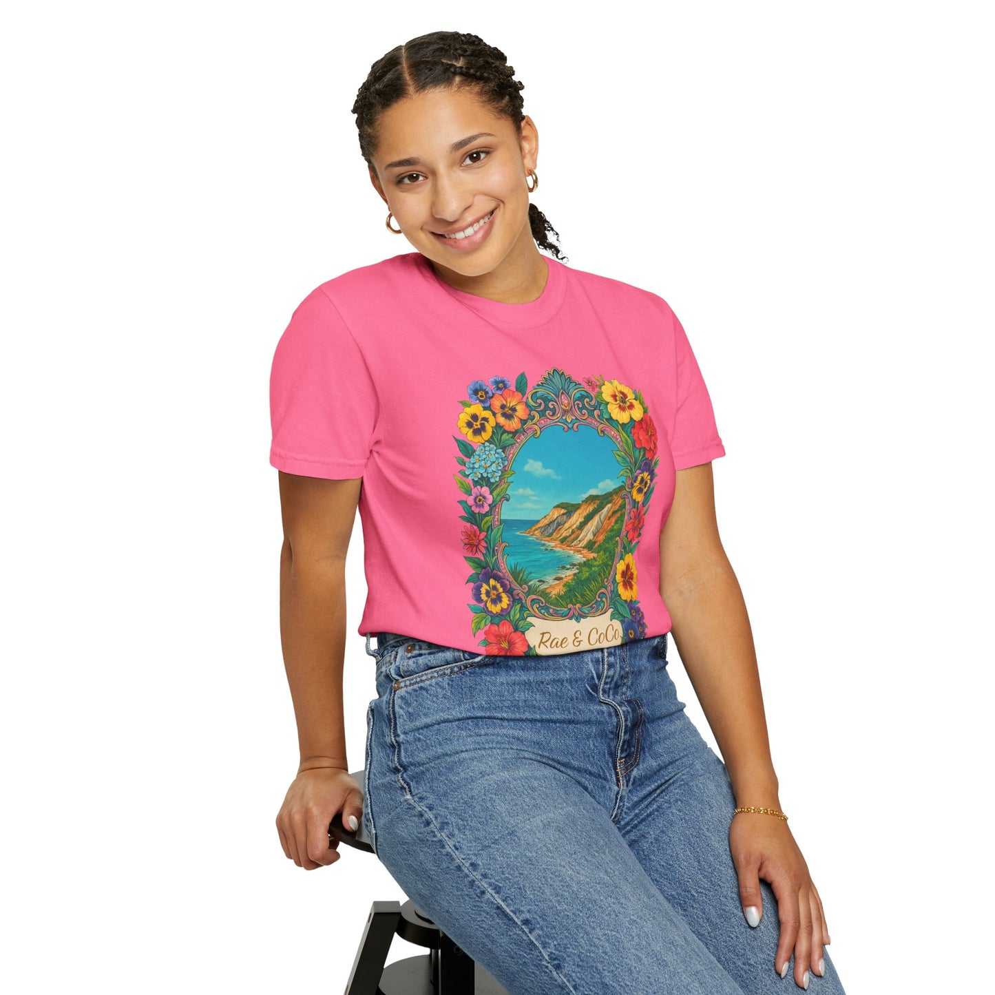 Vintage Floral Martha’s Vineyard Tee – Aquinnah Cliffs & Island Heritage Shirt