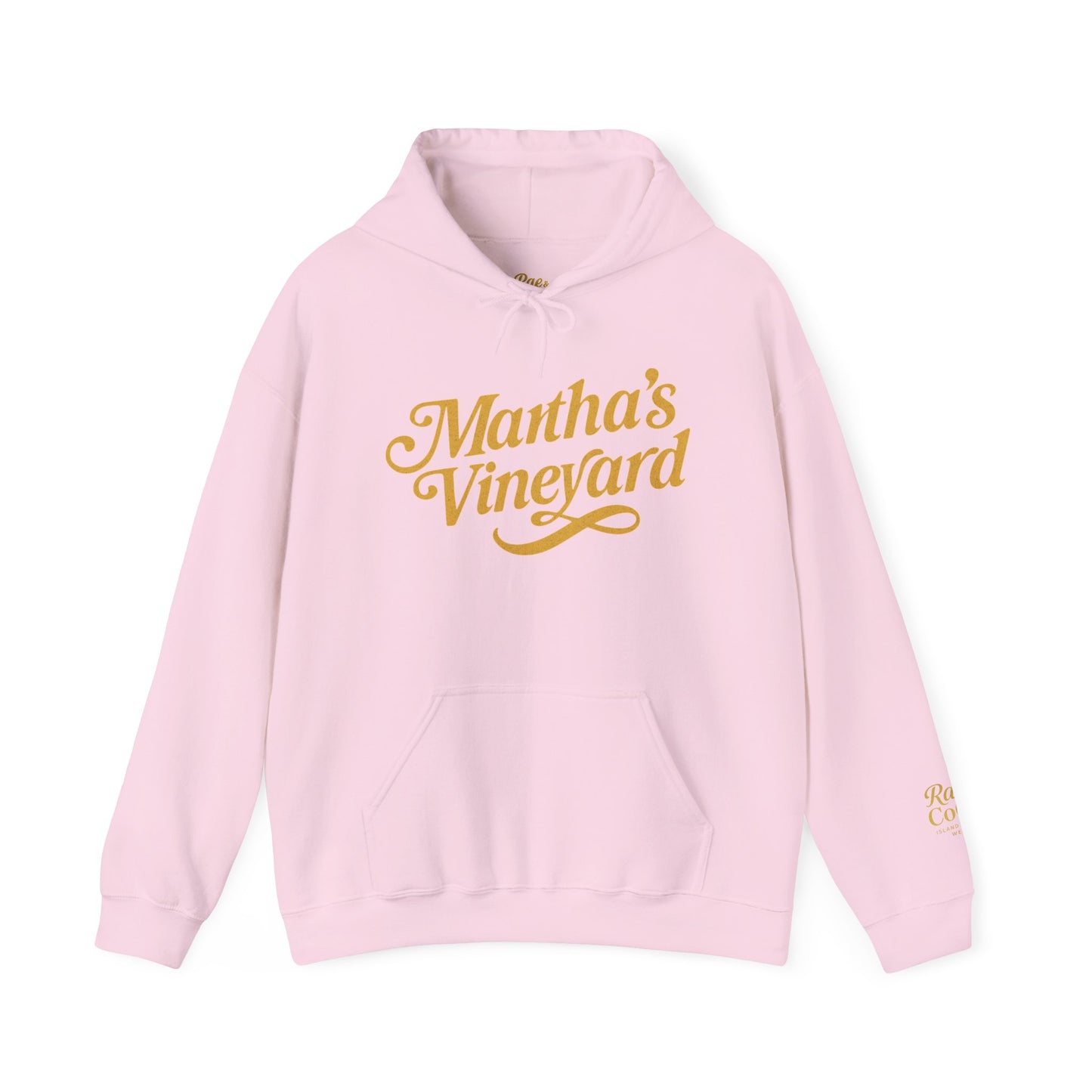 Martha’s Vineyard Hoodie – Unisex Heavy Blend with Cursive Yellow & Black Lettering