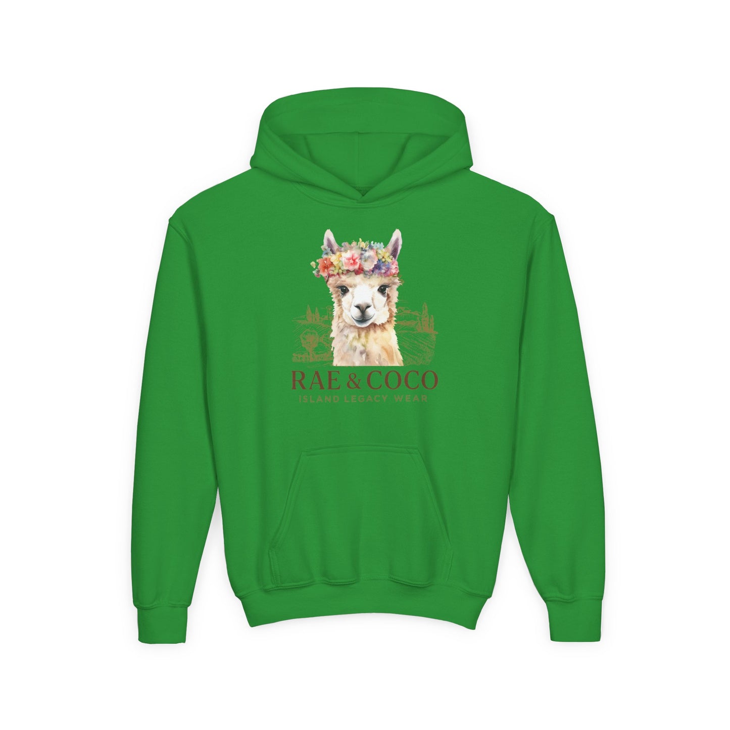 Floral Alpaca Youth Hoodie - Cozy Gift for Animal Lovers, Perfect for Birthdays, Holidays, Casual Wear, Family Outings