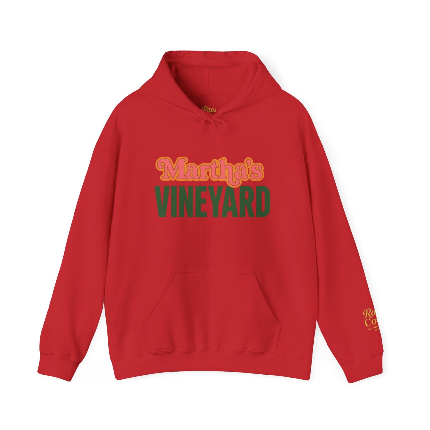 Retro “Martha’s Vineyard” Hoodie – Unisex Heavy Blend, Orange & Green Coastal Desig