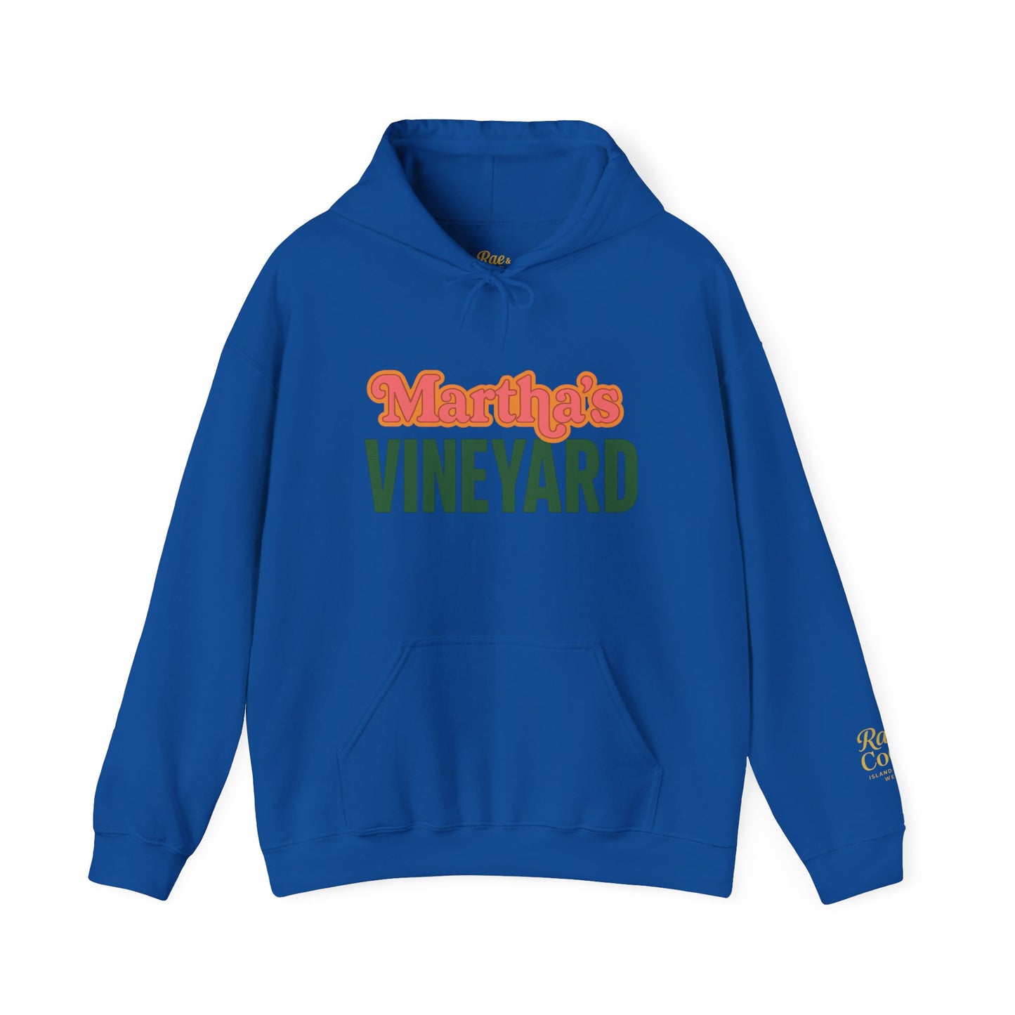 Retro “Martha’s Vineyard” Hoodie – Unisex Heavy Blend, Orange & Green Coastal Desig