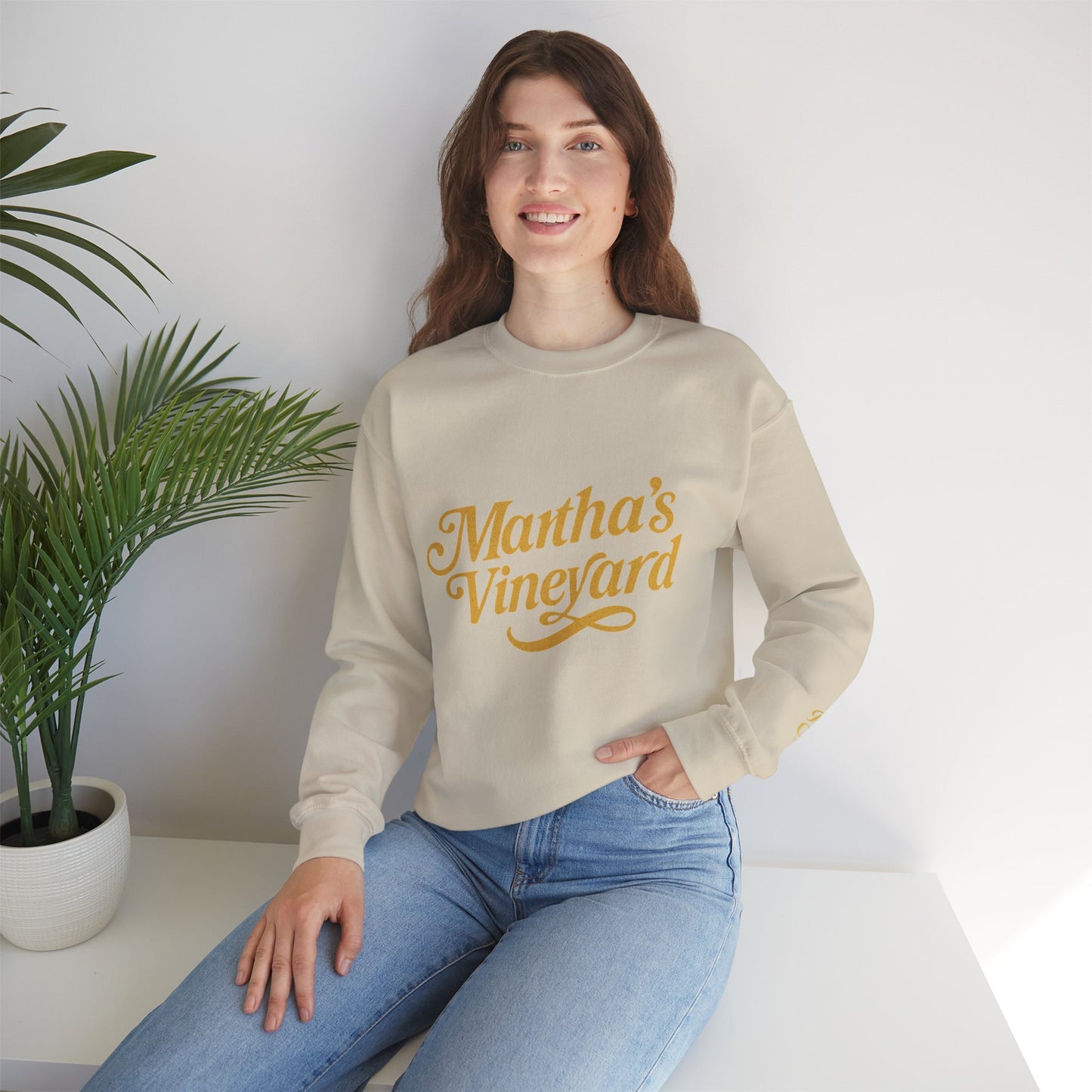 Cursive Martha’s Vineyard Crewneck Sweatshirt – Unisex Heavy Blend | Cozy Island Style