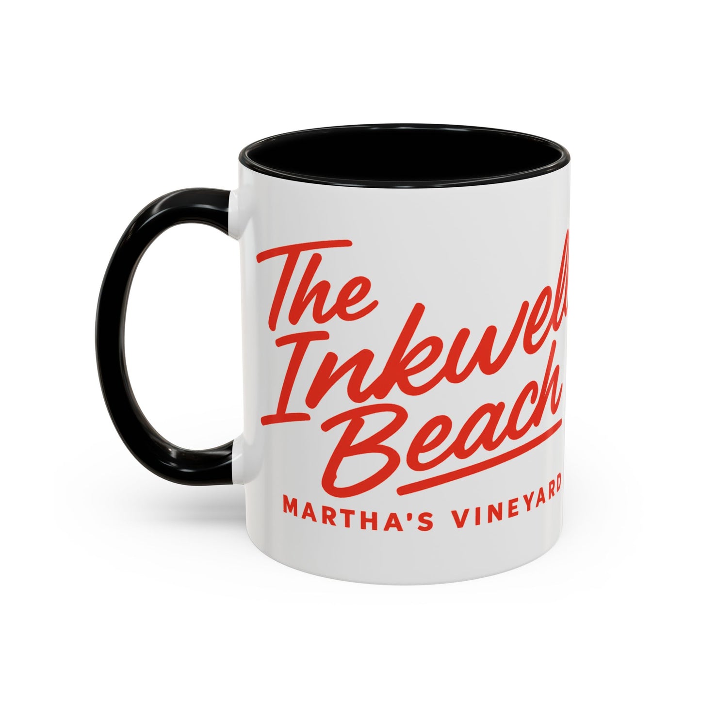 🔴 The Inkwell Beach – Martha’s Vineyard Classic Script Accent Mug (11oz & 15oz)