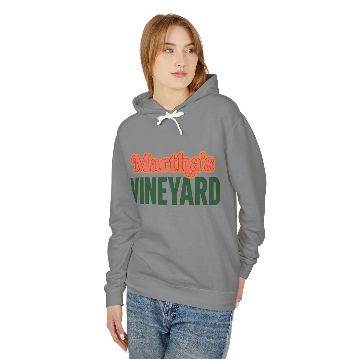 Retro “Martha’s Vineyard” Hoodie – Unisex Heavy Blend, Orange & Green Coastal Desig