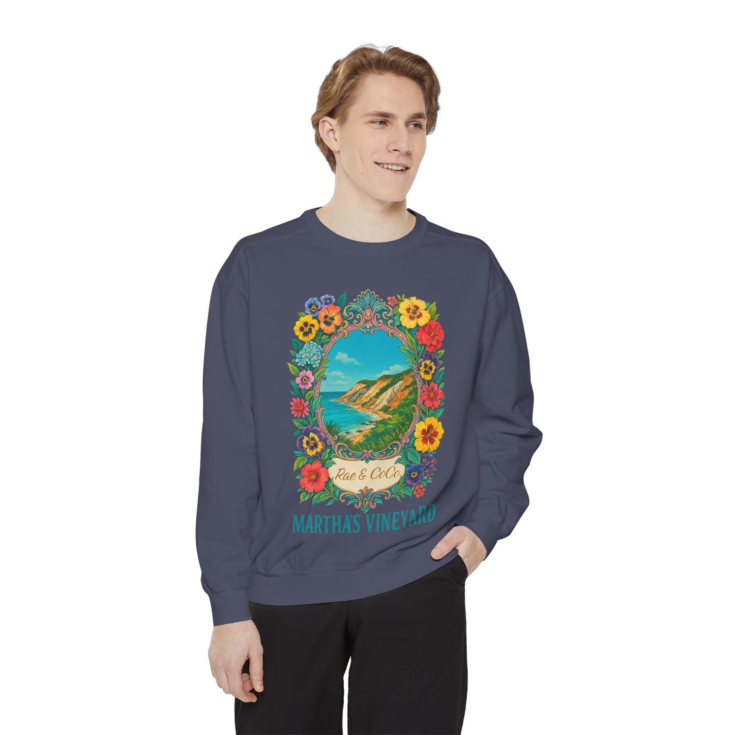 Aquinnah Cliffs Floral Crewneck – Martha’s Vineyard Classic | Unisex Heavy Blend Sweatshirt
