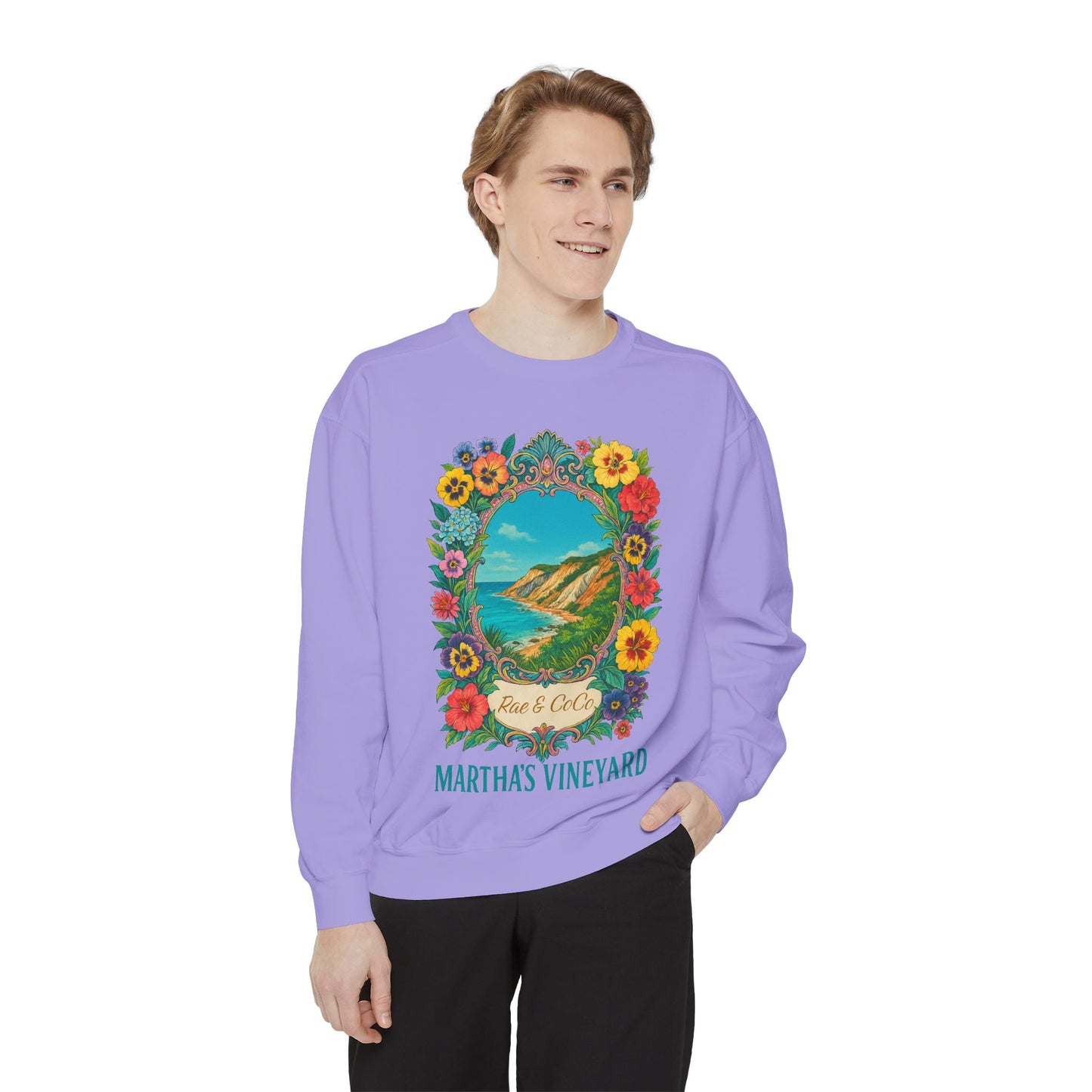 Aquinnah Cliffs Floral Crewneck – Martha’s Vineyard Classic | Unisex Heavy Blend Sweatshirt