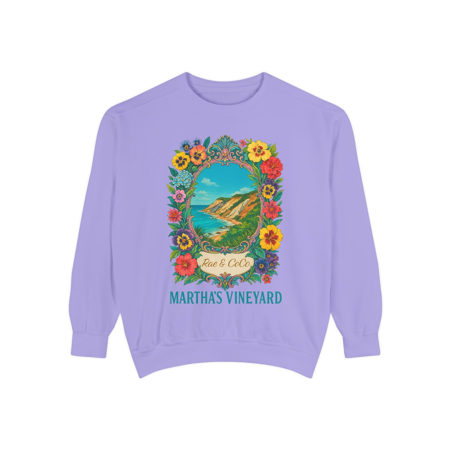 Aquinnah Cliffs Floral Crewneck – Martha’s Vineyard Classic | Unisex Heavy Blend Sweatshirt