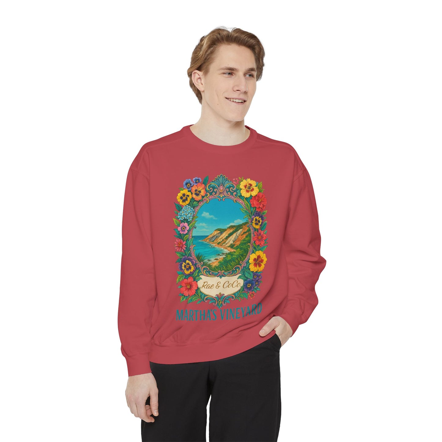 Aquinnah Cliffs Floral Crewneck – Martha’s Vineyard Classic | Unisex Heavy Blend Sweatshirt