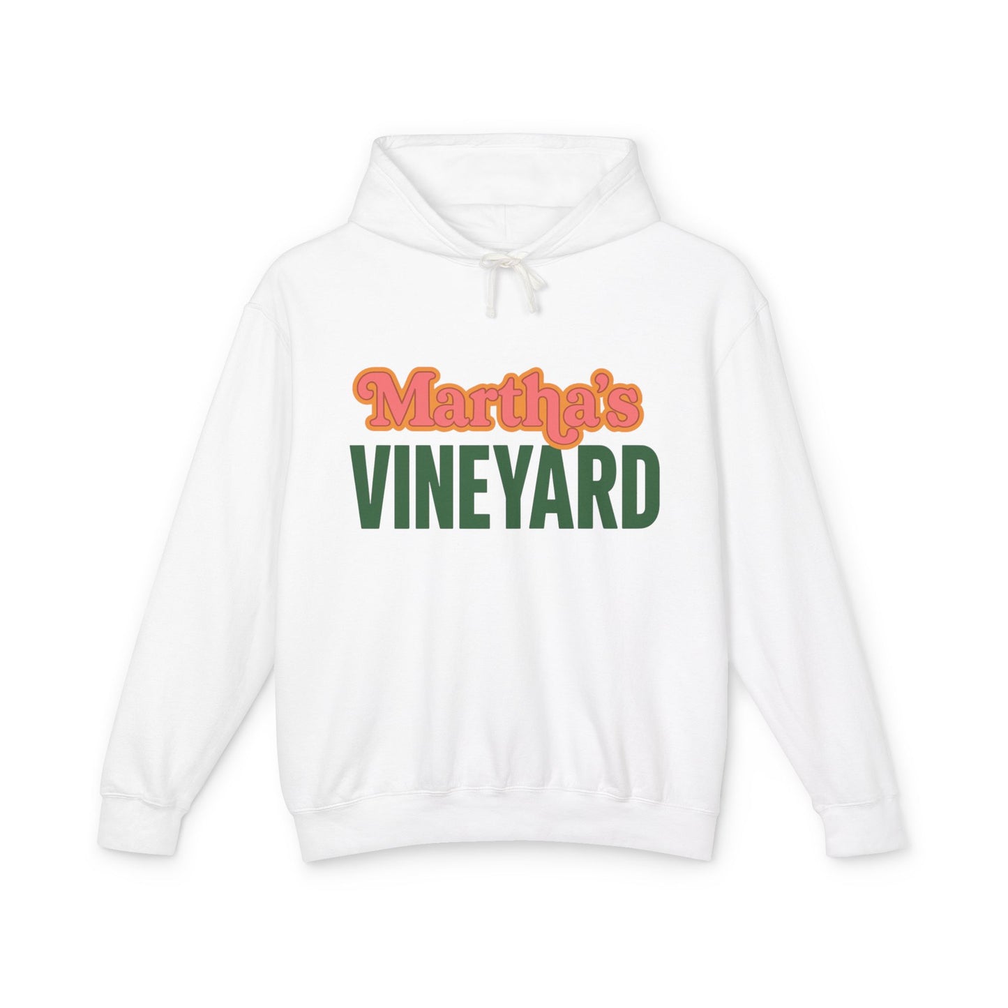 Retro “Martha’s Vineyard” Hoodie – Unisex Heavy Blend, Orange & Green Coastal Desig