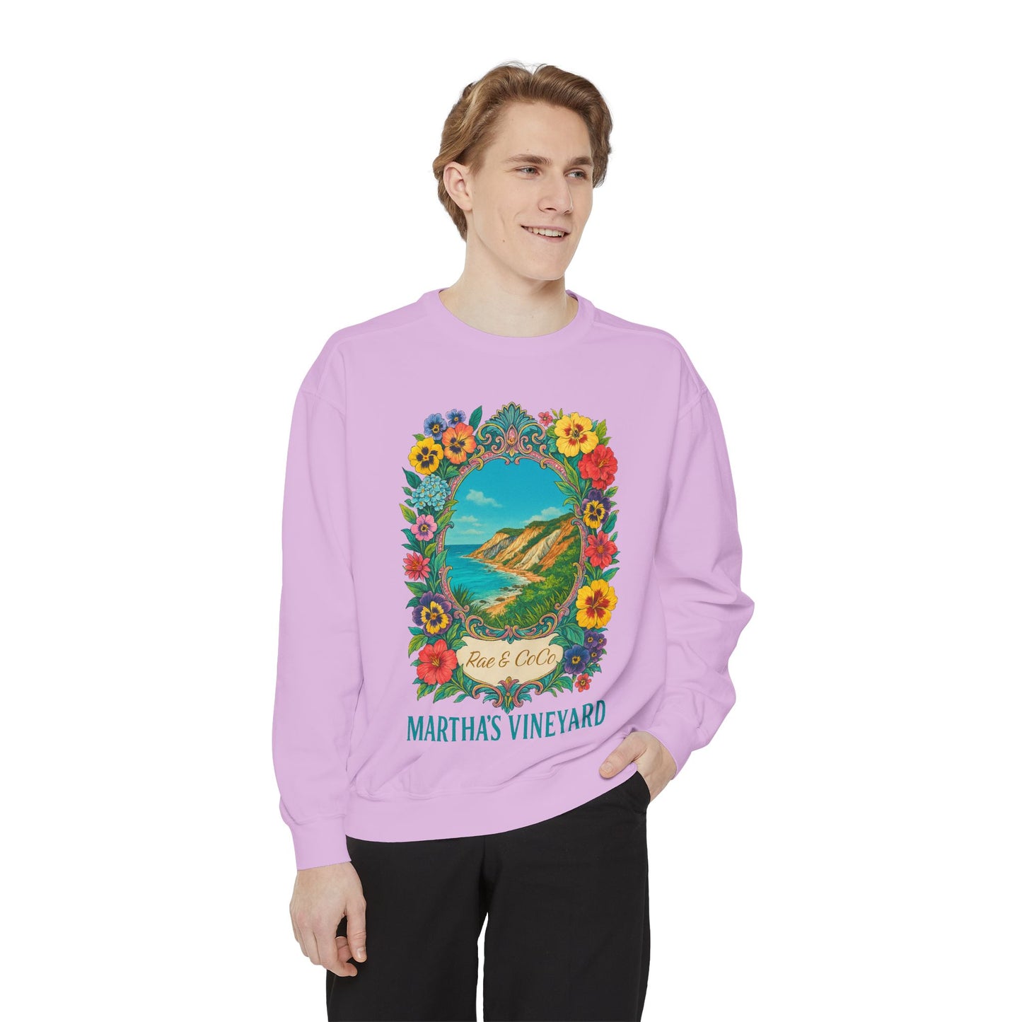 Aquinnah Cliffs Floral Crewneck – Martha’s Vineyard Classic | Unisex Heavy Blend Sweatshirt