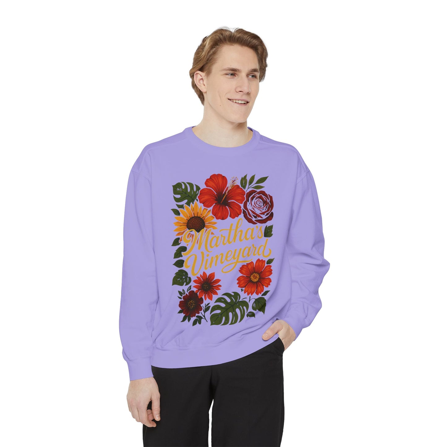 Ocean Park Floral Crewneck Sweatshirt – Martha’s Vineyard Classic | Unisex Heavy Blend