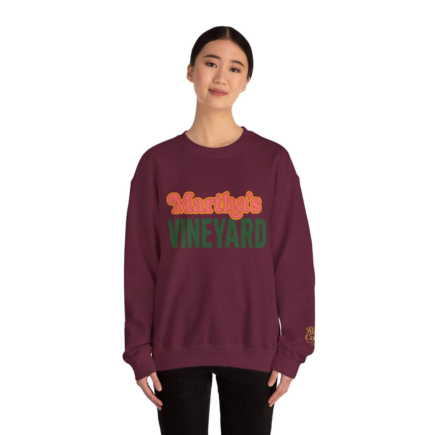Retro Martha’s Vineyard Crewneck Sweatshirt – Unisex Heavy Blend | Orange & Green Classic Design