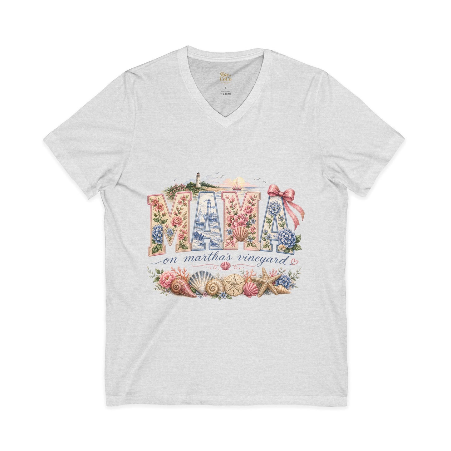 MAMA on Martha's Vineyard Floral V‑Neck Tee