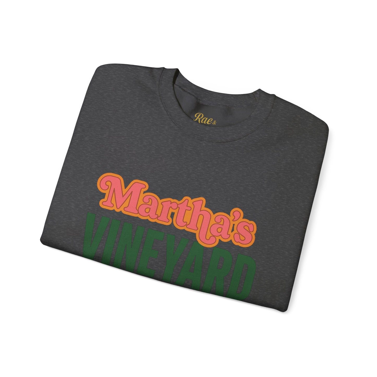 Retro Martha’s Vineyard Crewneck Sweatshirt – Unisex Heavy Blend | Orange & Green Classic Design
