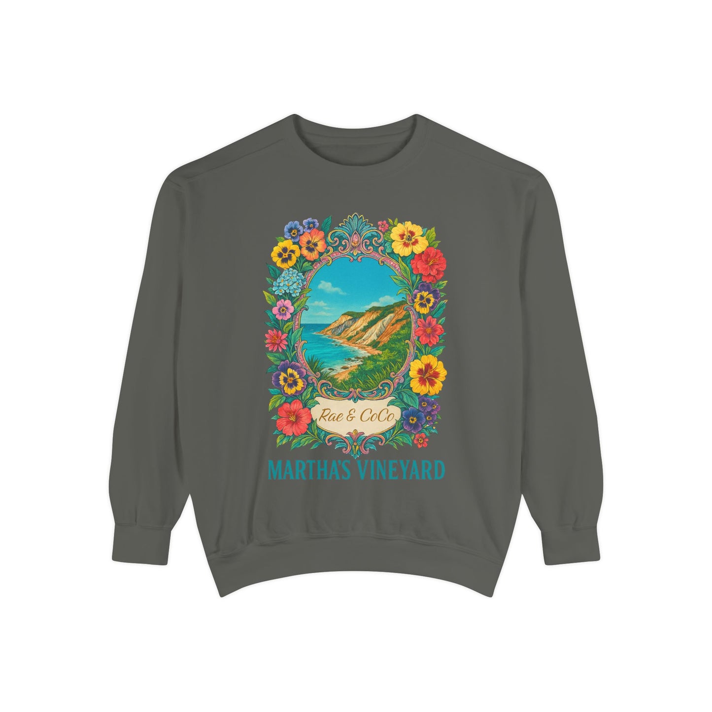 Aquinnah Cliffs Floral Crewneck – Martha’s Vineyard Classic | Unisex Heavy Blend Sweatshirt
