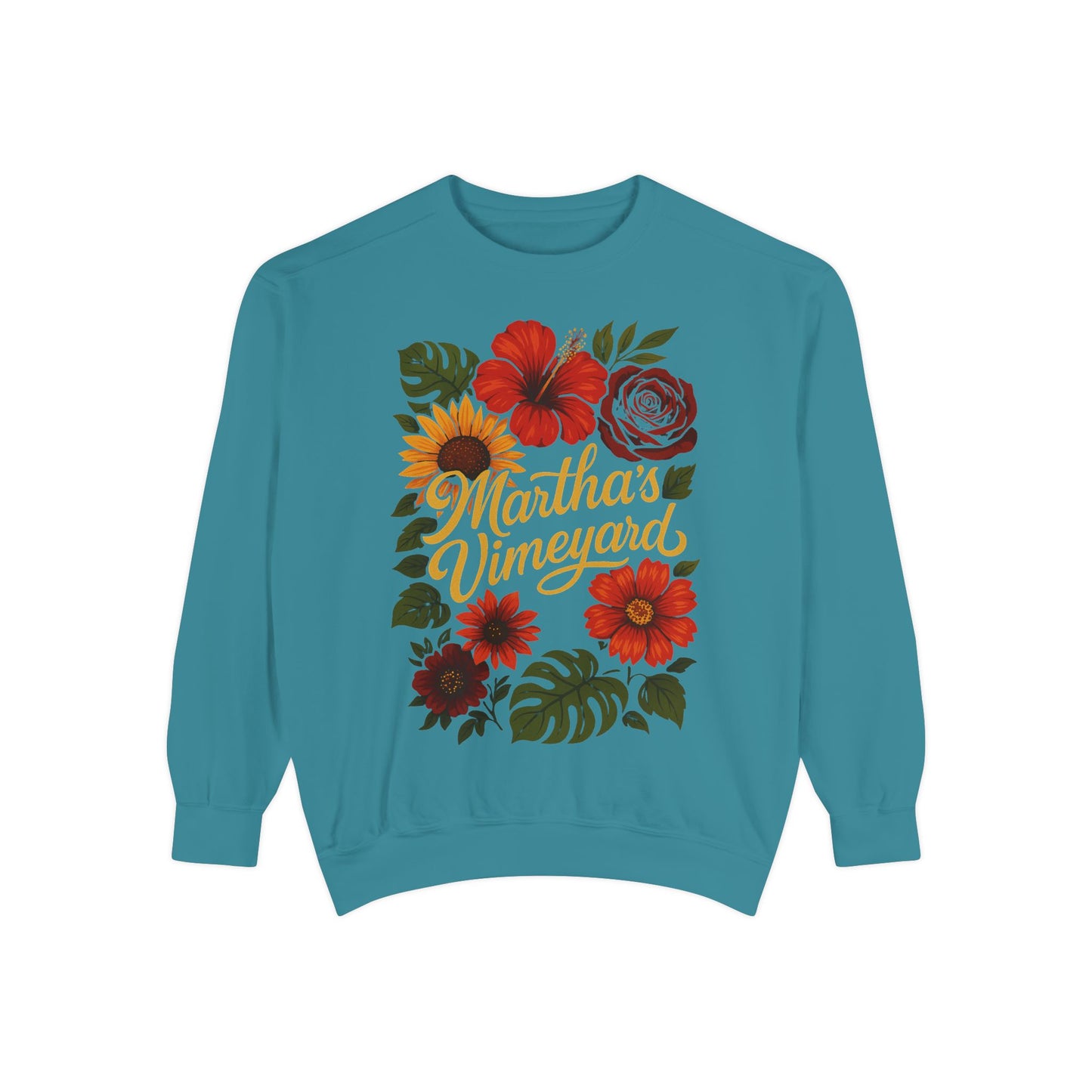 Ocean Park Floral Crewneck Sweatshirt – Martha’s Vineyard Classic | Unisex Heavy Blend