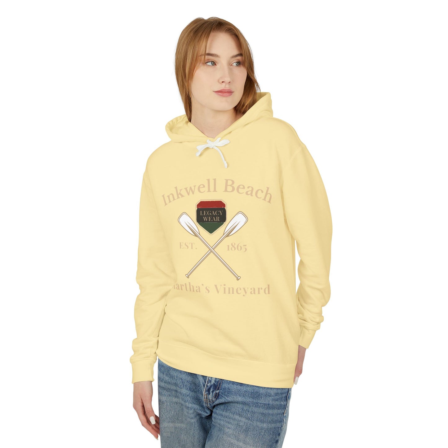 Cozy Beach Hoodie: InkWell Vineyard Design, Unisex Pullover Sweatshirt, Gift for Beach Lovers, Casual Wear, Vacation Essential
