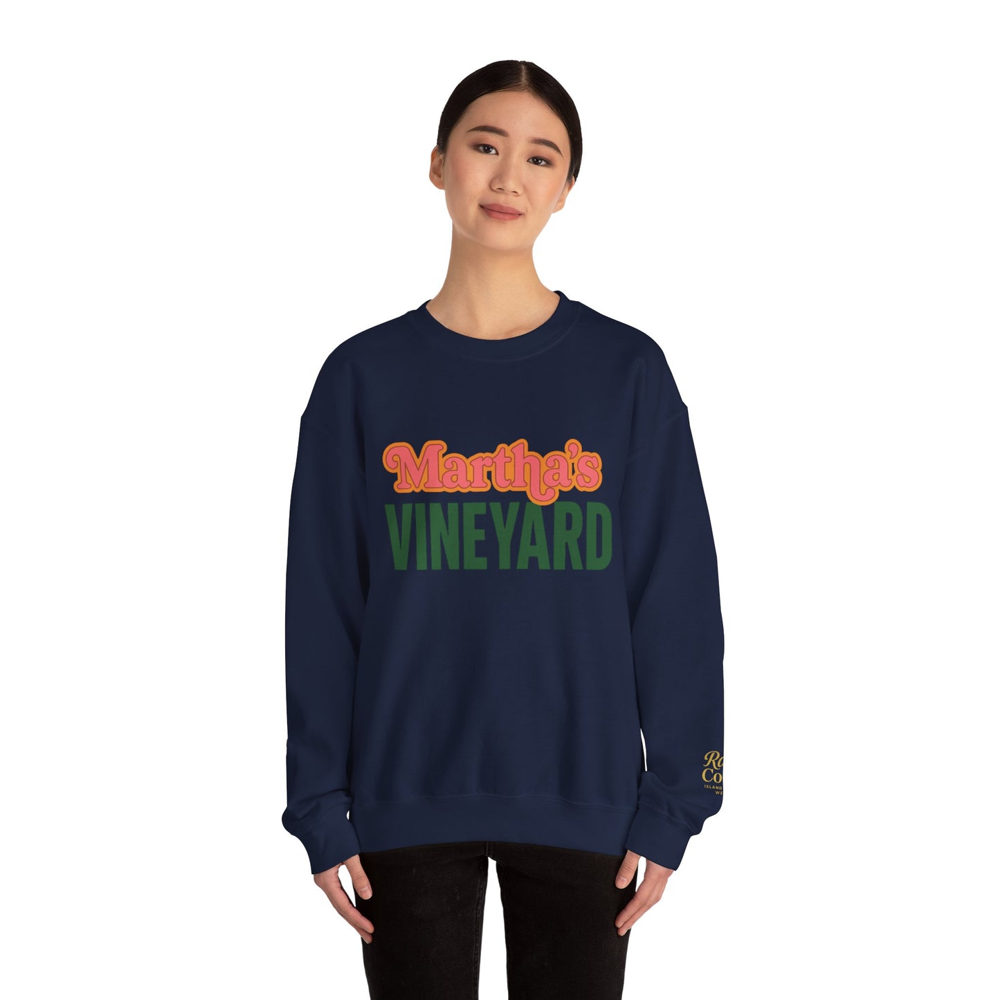 Retro Martha’s Vineyard Crewneck Sweatshirt – Unisex Heavy Blend | Orange & Green Classic Design