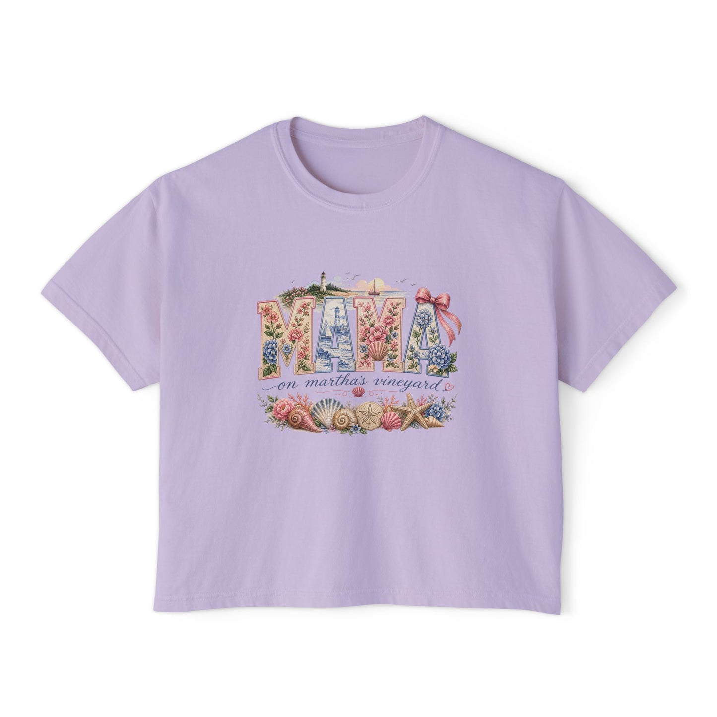 Mama Floral Boxy Tee — Vintage Botanical 'Mama' Graphic T-Shirt