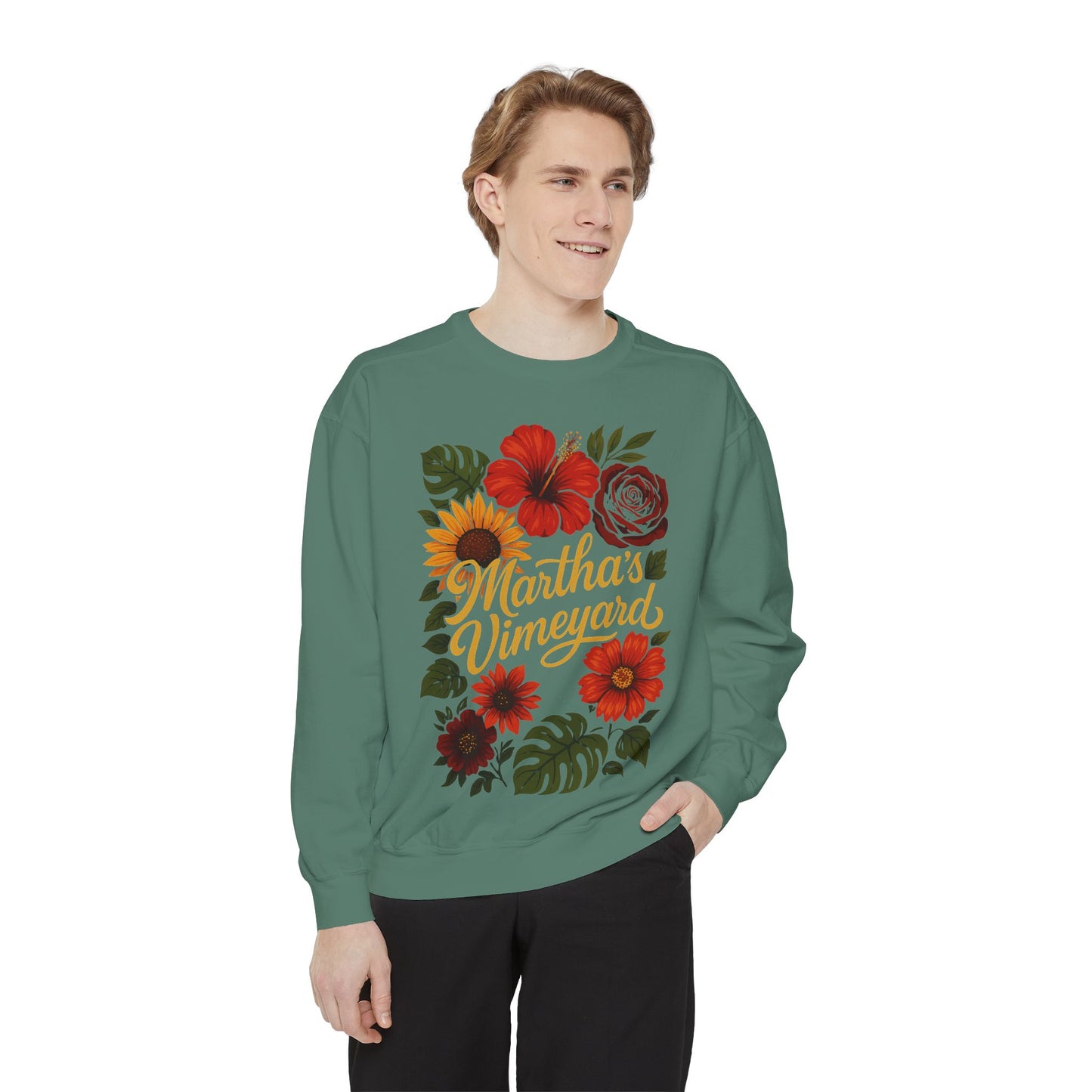 Ocean Park Floral Crewneck Sweatshirt – Martha’s Vineyard Classic | Unisex Heavy Blend