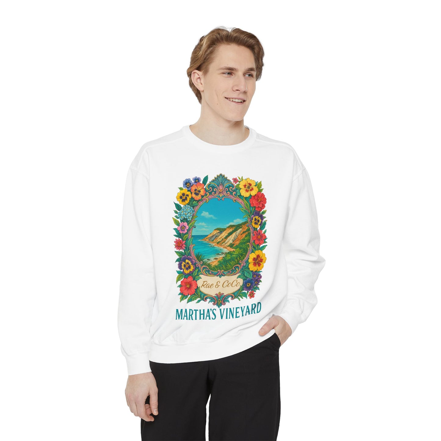 Aquinnah Cliffs Floral Crewneck – Martha’s Vineyard Classic | Unisex Heavy Blend Sweatshirt