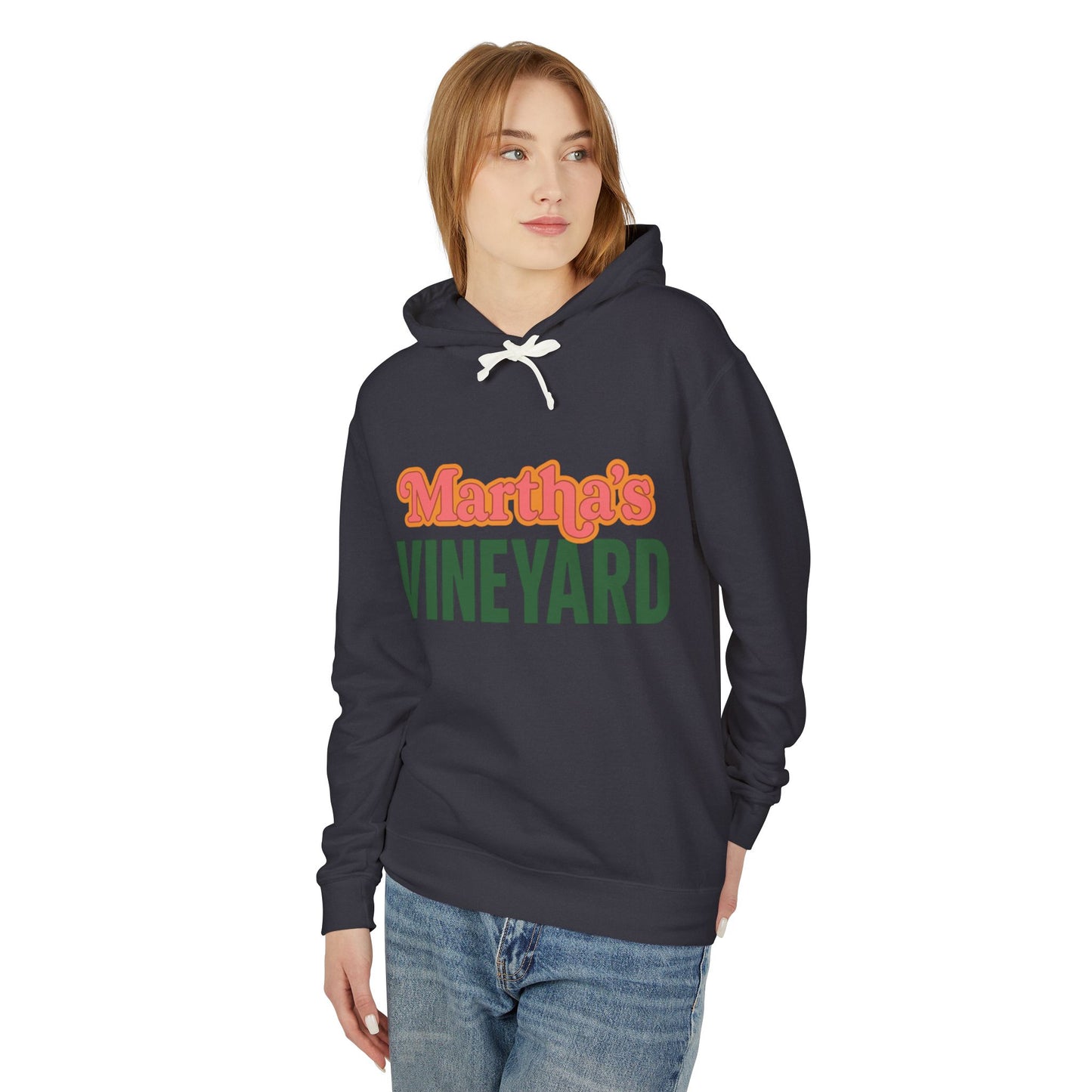 Retro “Martha’s Vineyard” Hoodie – Unisex Heavy Blend, Orange & Green Coastal Desig