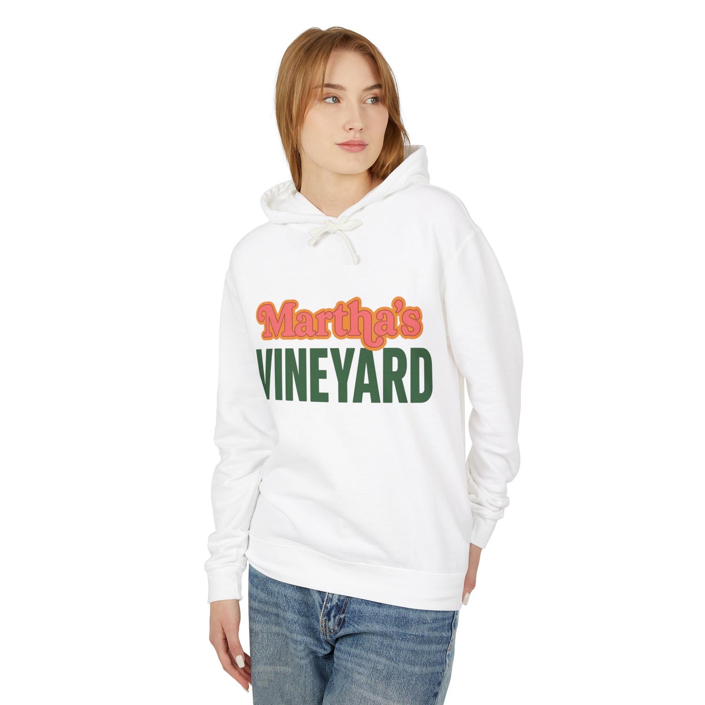 Retro “Martha’s Vineyard” Hoodie – Unisex Heavy Blend, Orange & Green Coastal Desig