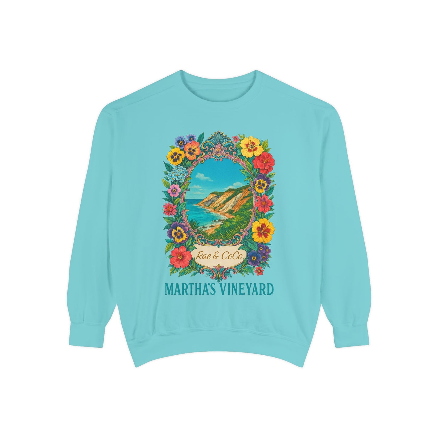 Aquinnah Cliffs Floral Crewneck – Martha’s Vineyard Classic | Unisex Heavy Blend Sweatshirt