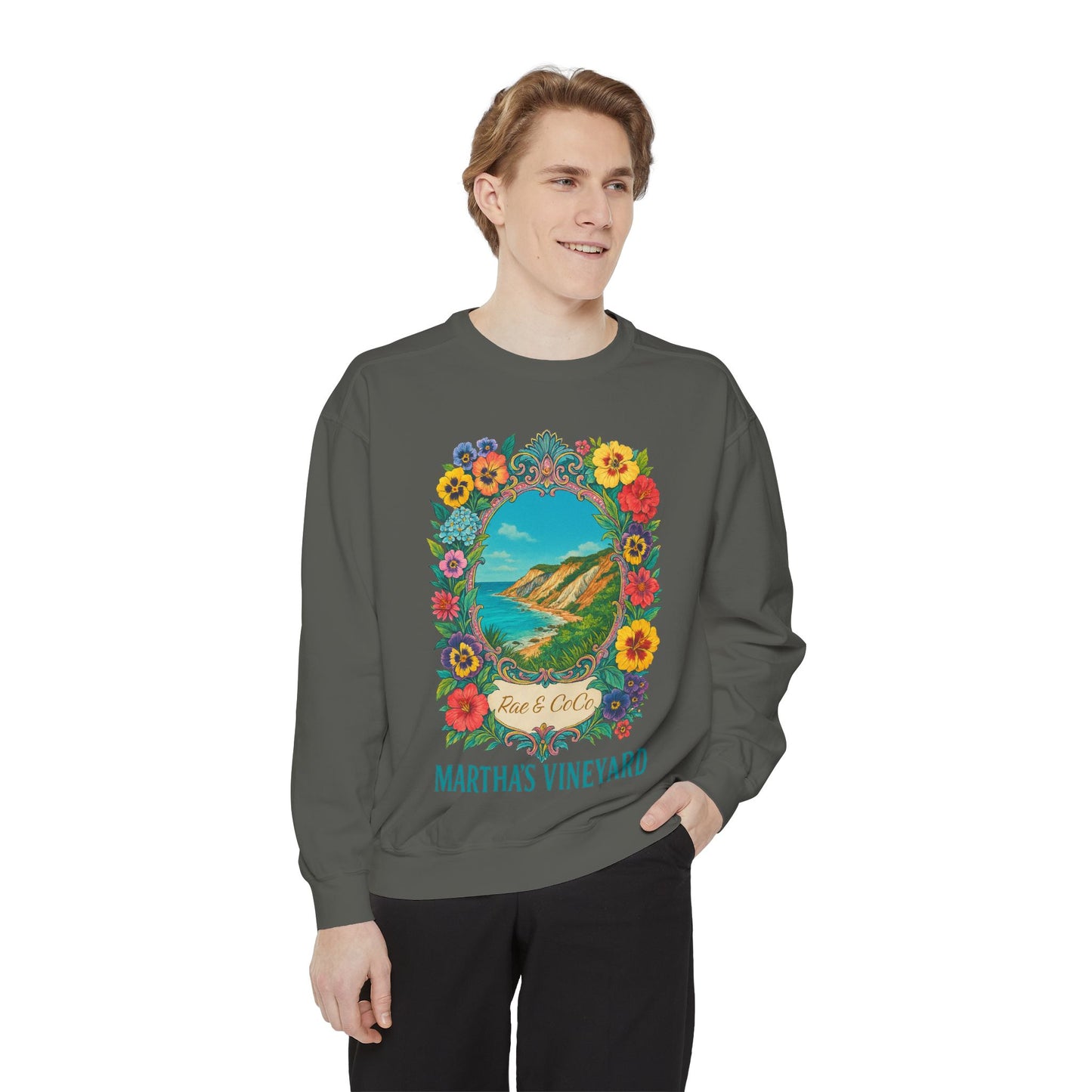 Aquinnah Cliffs Floral Crewneck – Martha’s Vineyard Classic | Unisex Heavy Blend Sweatshirt