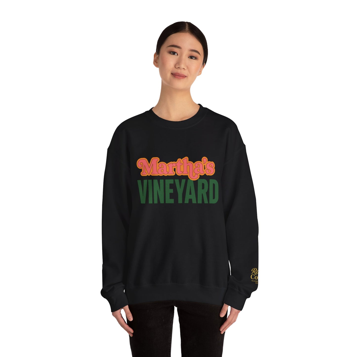Retro Martha’s Vineyard Crewneck Sweatshirt – Unisex Heavy Blend | Orange & Green Classic Design