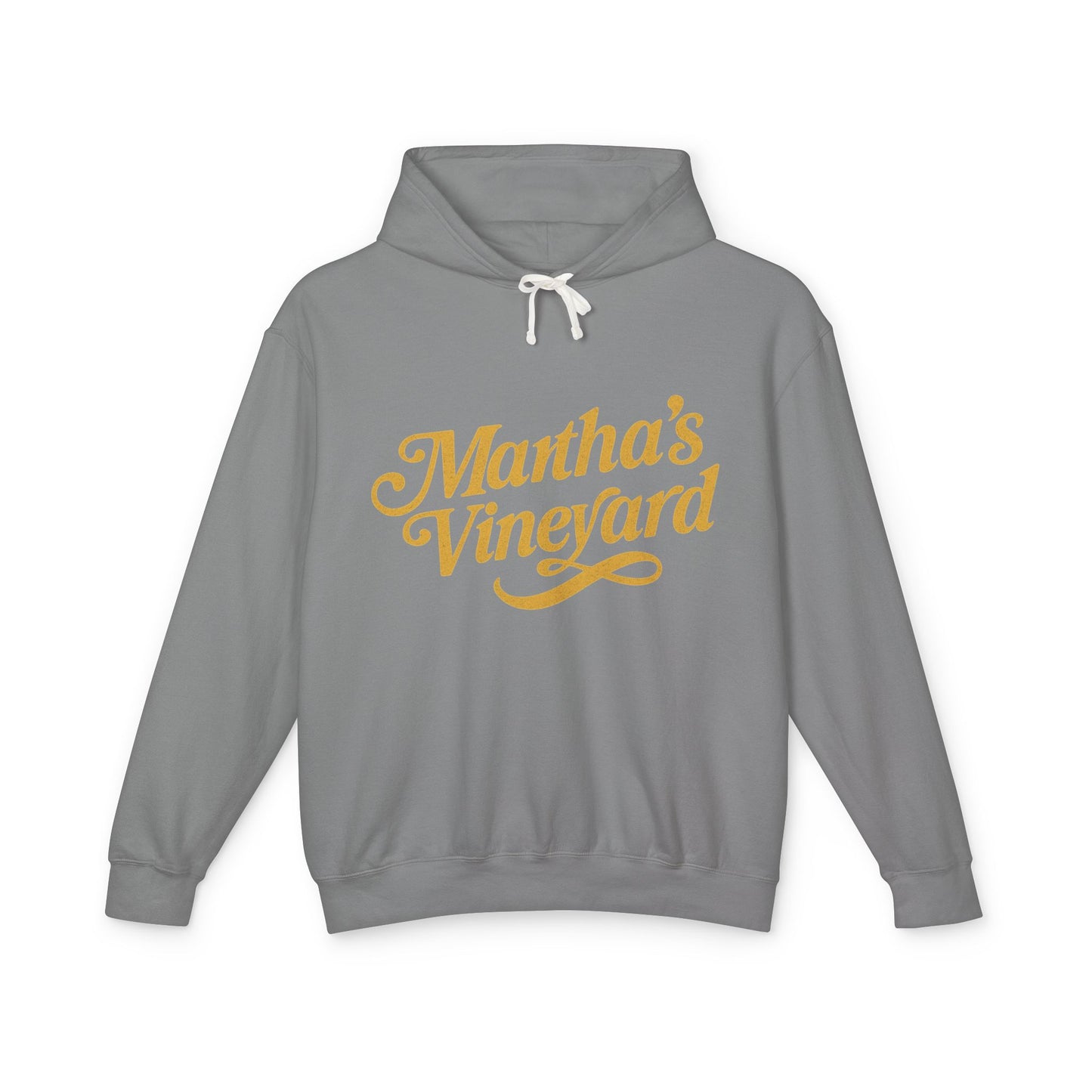 Martha’s Vineyard Hoodie – Unisex Heavy Blend with Cursive Yellow & Black Lettering