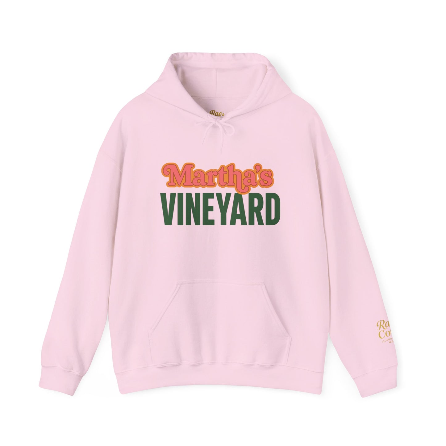 Retro “Martha’s Vineyard” Hoodie – Unisex Heavy Blend, Orange & Green Coastal Desig