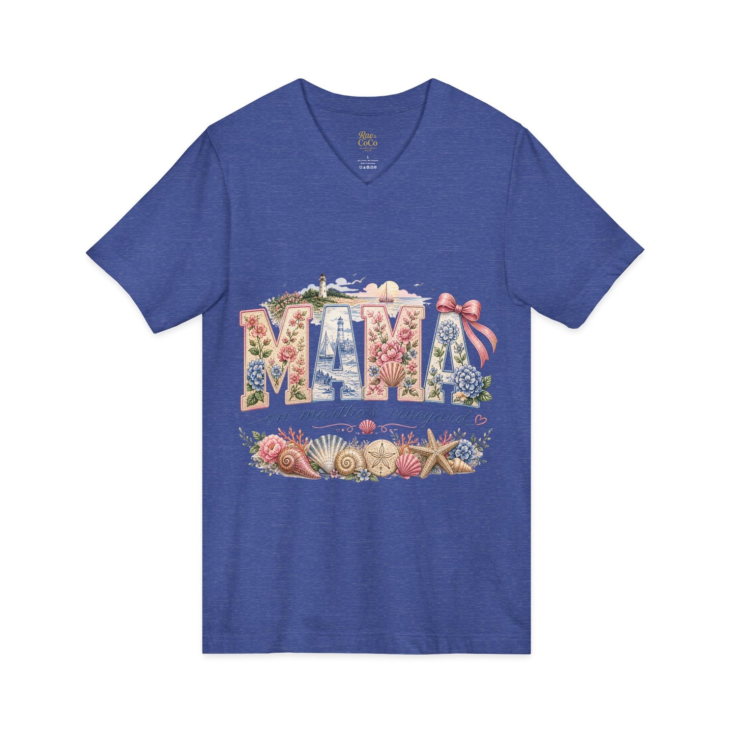 MAMA on Martha's Vineyard Floral V‑Neck Tee