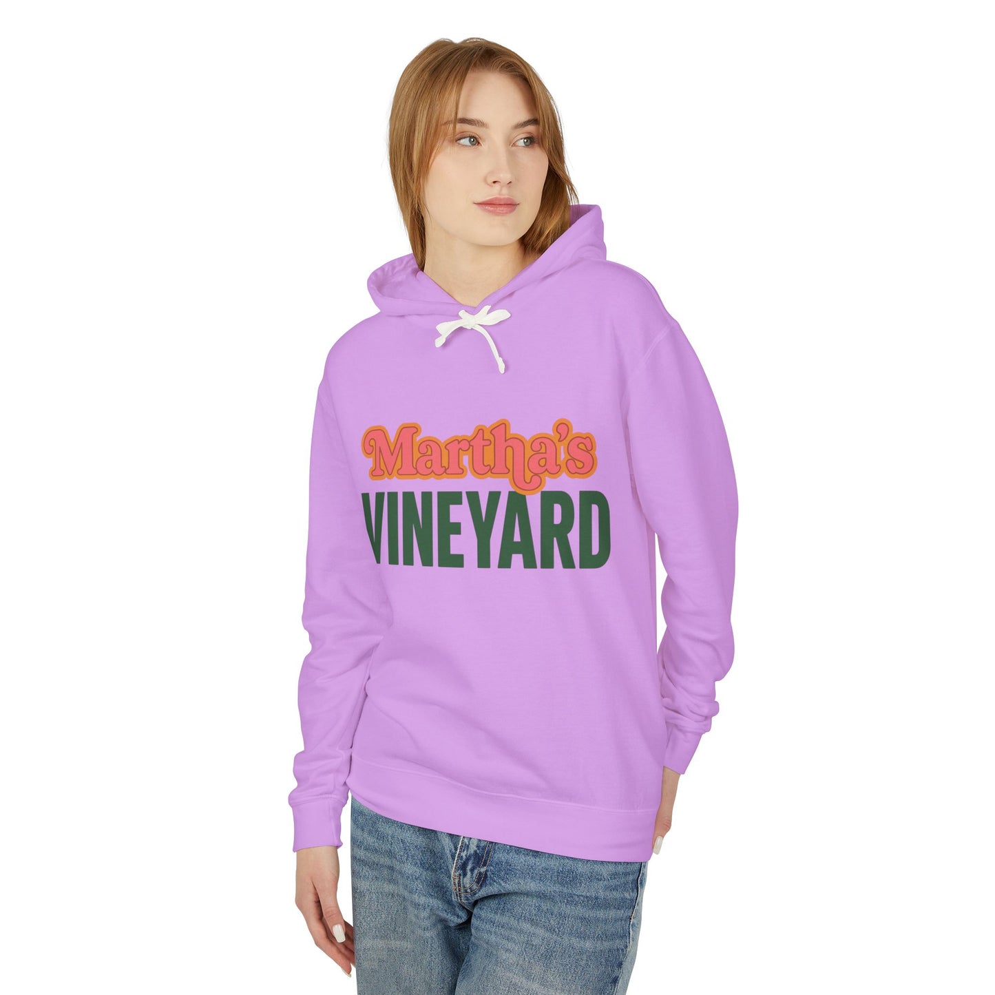 Retro “Martha’s Vineyard” Hoodie – Unisex Heavy Blend, Orange & Green Coastal Desig