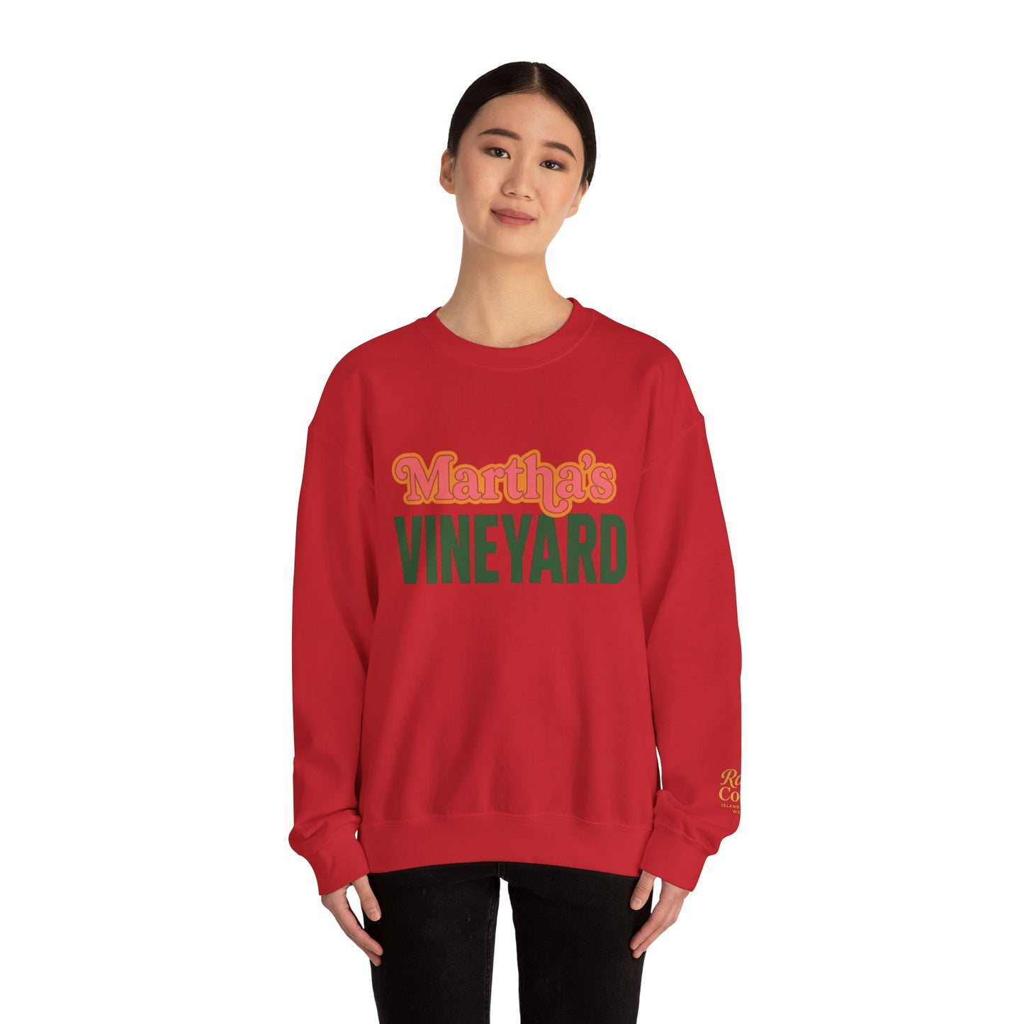 Retro Martha’s Vineyard Crewneck Sweatshirt – Unisex Heavy Blend | Orange & Green Classic Design
