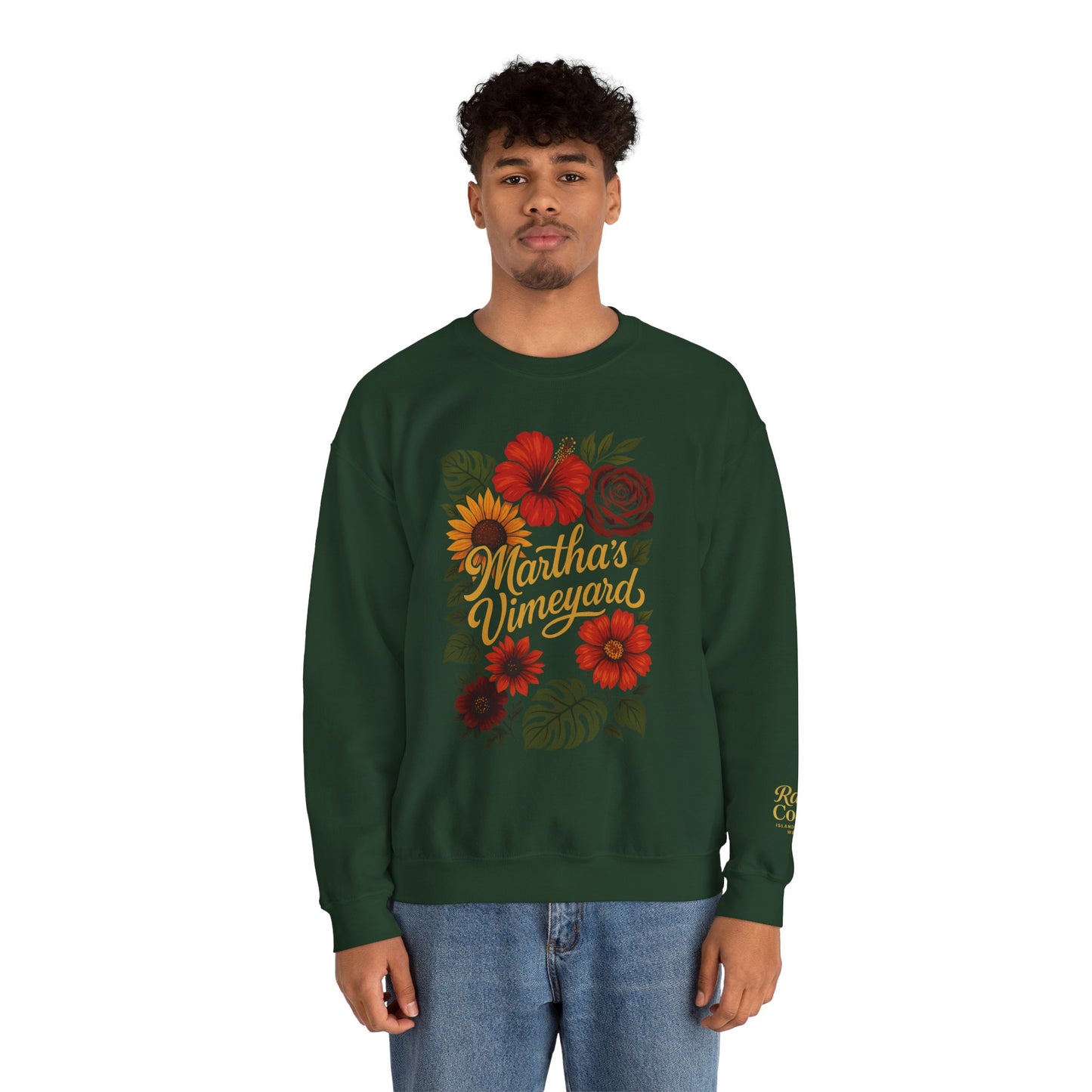 Ocean Park Floral Crewneck Sweatshirt – Martha’s Vineyard Classic | Unisex Heavy Blend