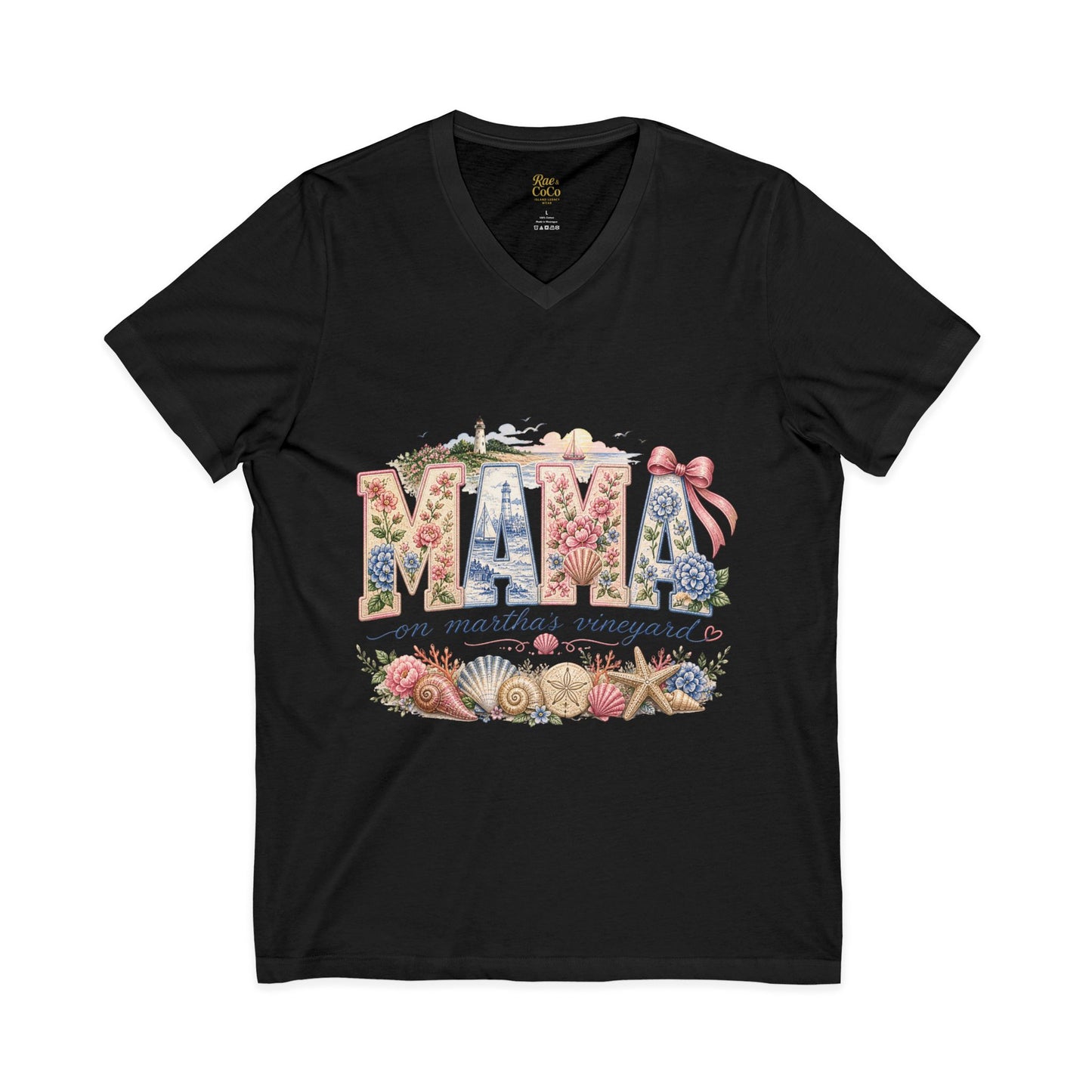 MAMA on Martha's Vineyard Floral V‑Neck Tee
