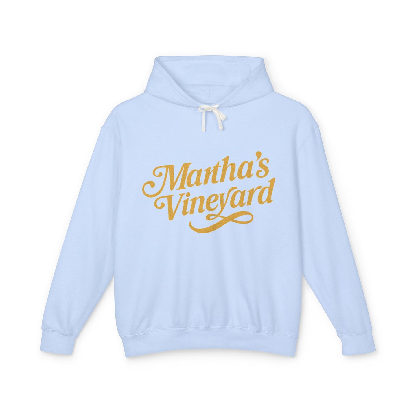 Martha’s Vineyard Hoodie – Unisex Heavy Blend with Cursive Yellow & Black Lettering