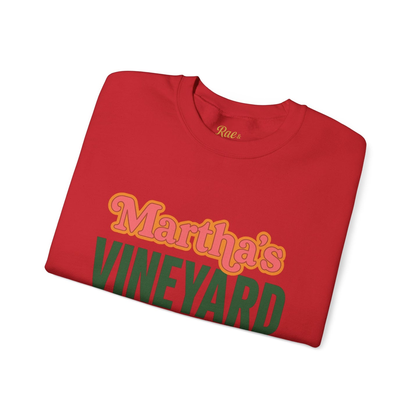 Retro Martha’s Vineyard Crewneck Sweatshirt – Unisex Heavy Blend | Orange & Green Classic Design