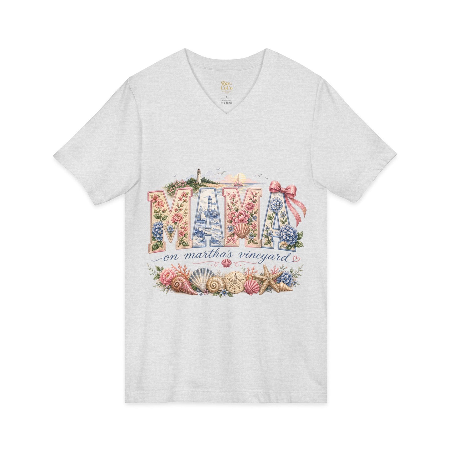 MAMA on Martha's Vineyard Floral V‑Neck Tee