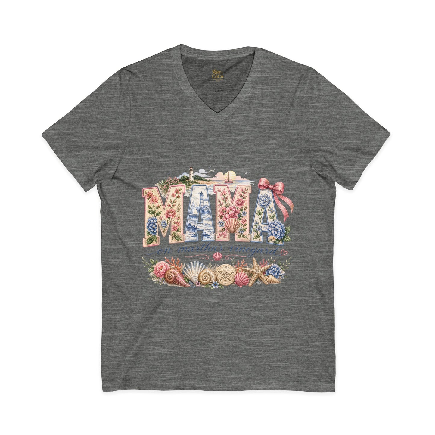 MAMA on Martha's Vineyard Floral V‑Neck Tee