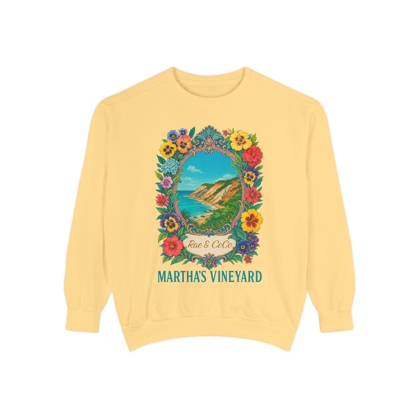 Aquinnah Cliffs Floral Crewneck – Martha’s Vineyard Classic | Unisex Heavy Blend Sweatshirt