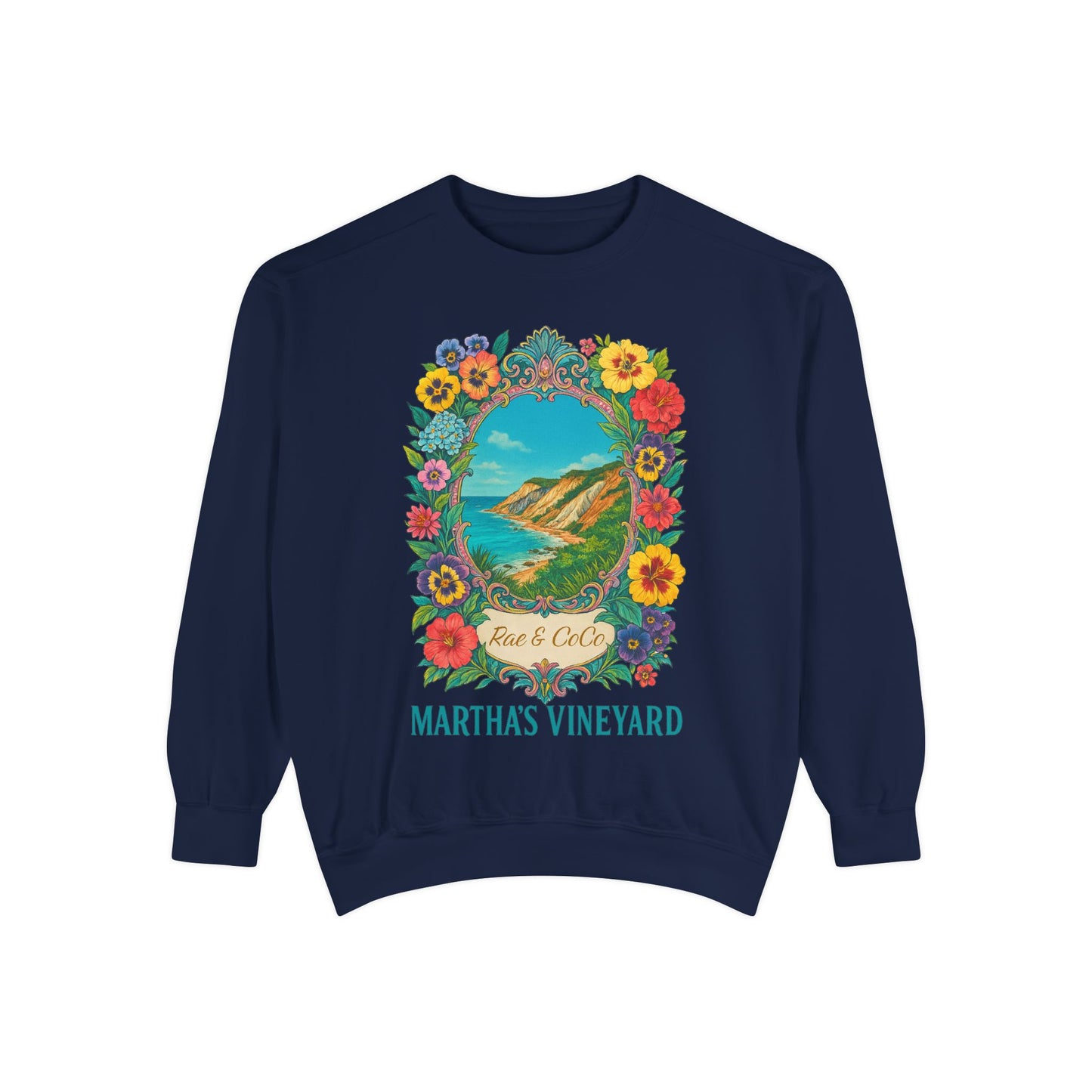 Aquinnah Cliffs Floral Crewneck – Martha’s Vineyard Classic | Unisex Heavy Blend Sweatshirt